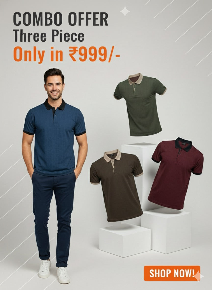 POLY BLAND COTTON POLO T-SHIRT COMBO 999/-( Piece off 3)