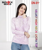 Korean Velvet High Neck Top