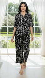 Imported Printed B/W Coord Set