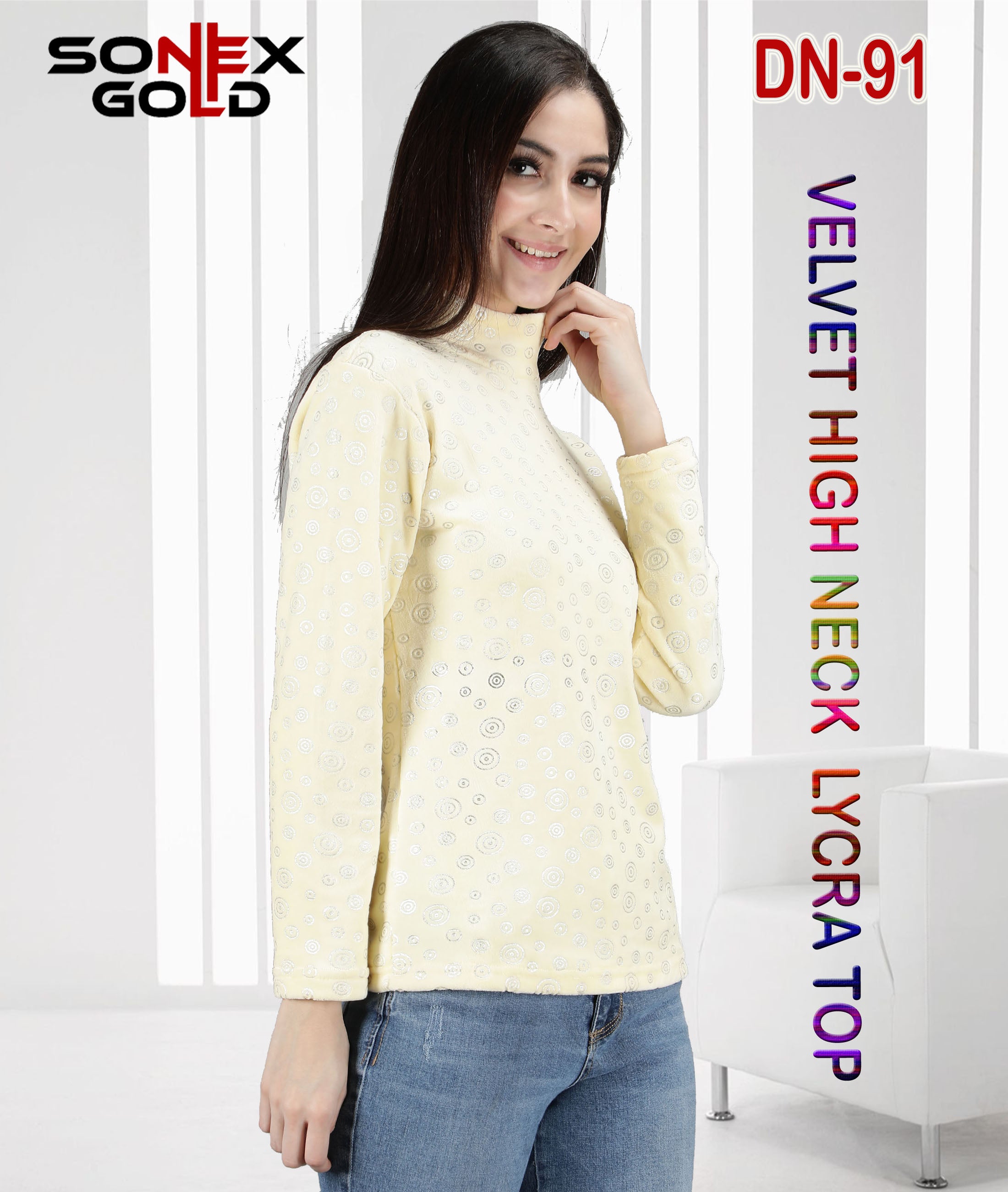Korean Velvet High Neck Top