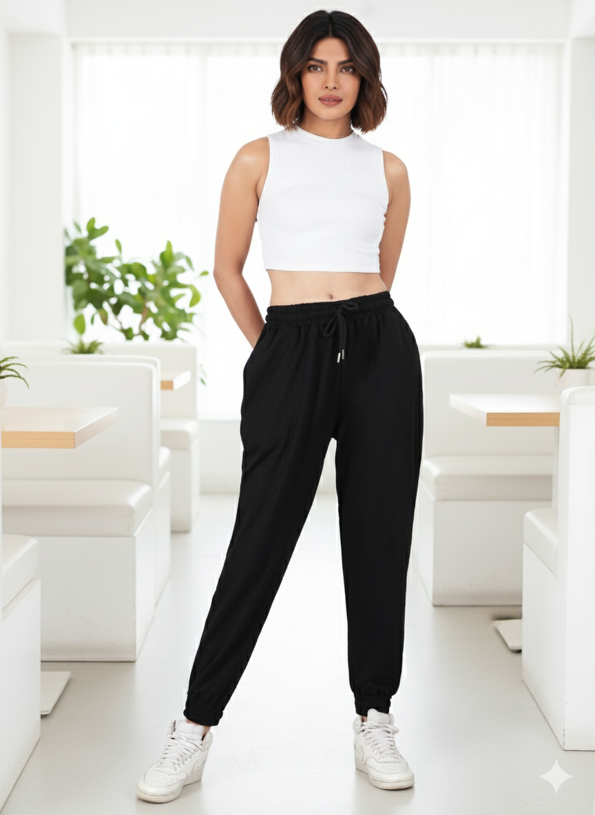 COTTON CASUAL BLACK PANT