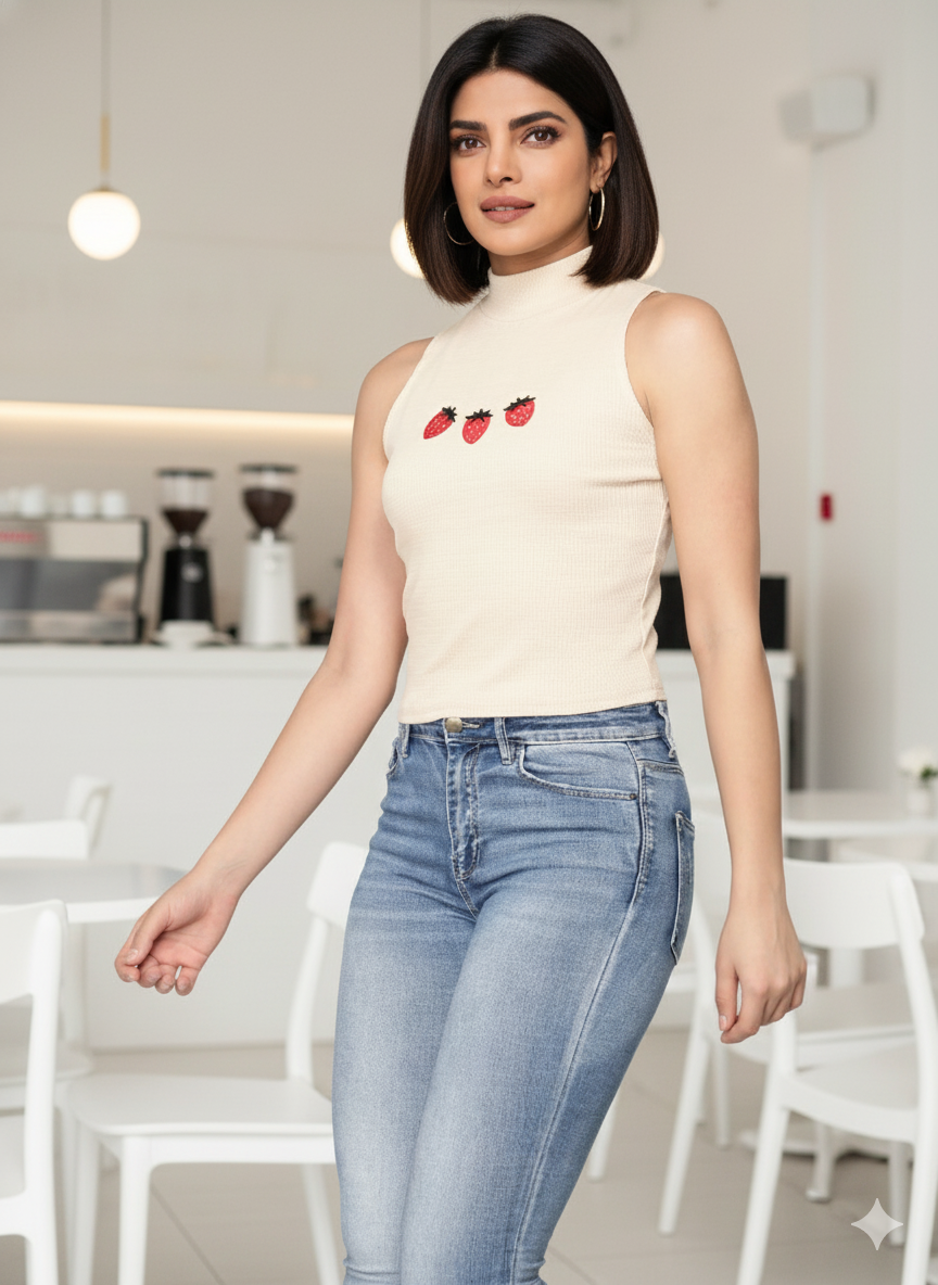 Sleevless knitting Top