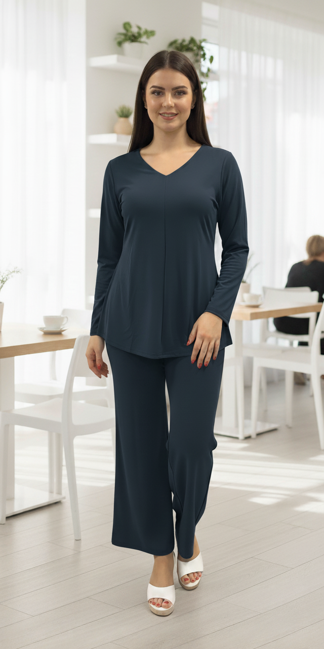 Imported Lycra V Neck Coord Set For Women