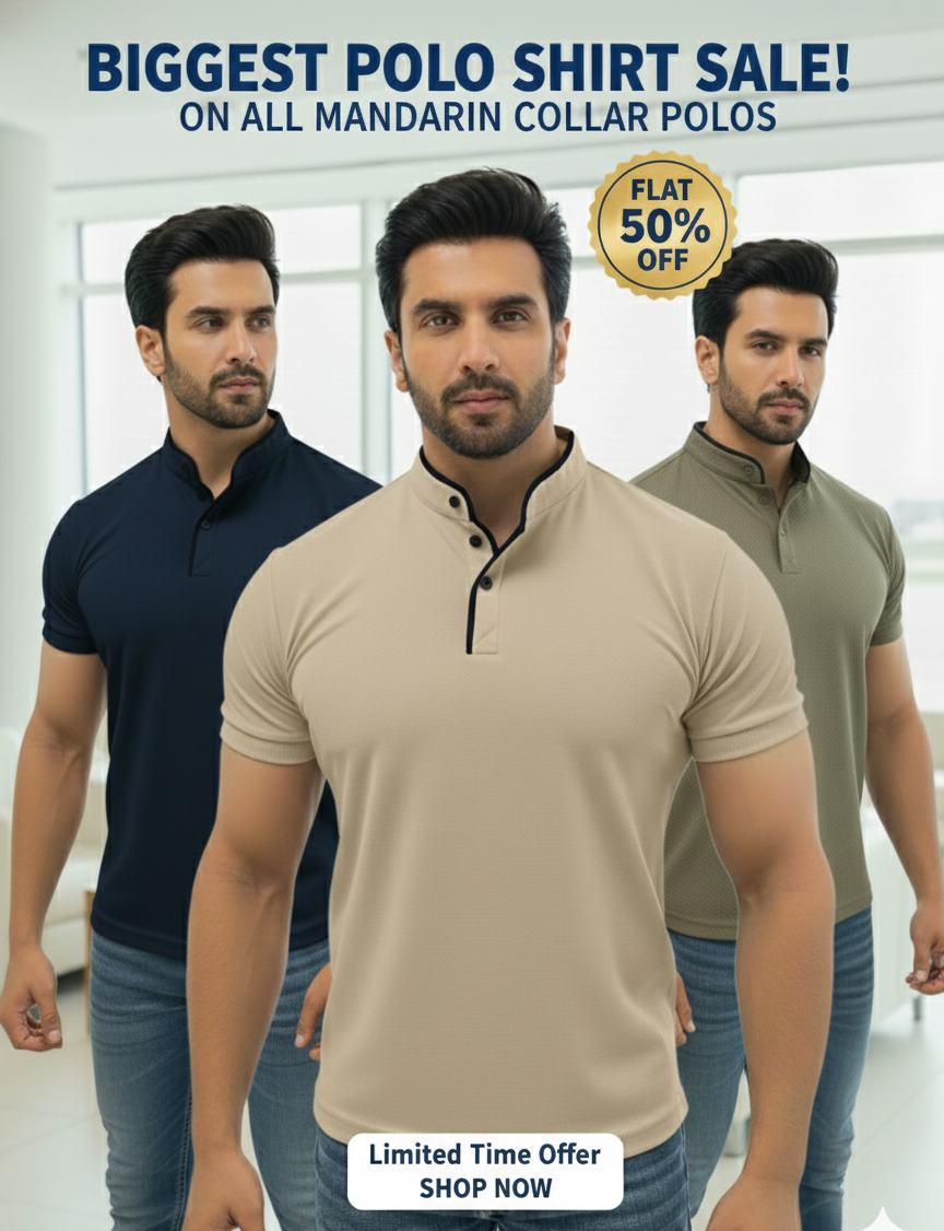 Trendy Chines Collar Polo T-shirt Combo (1299/- Pack Of 3)