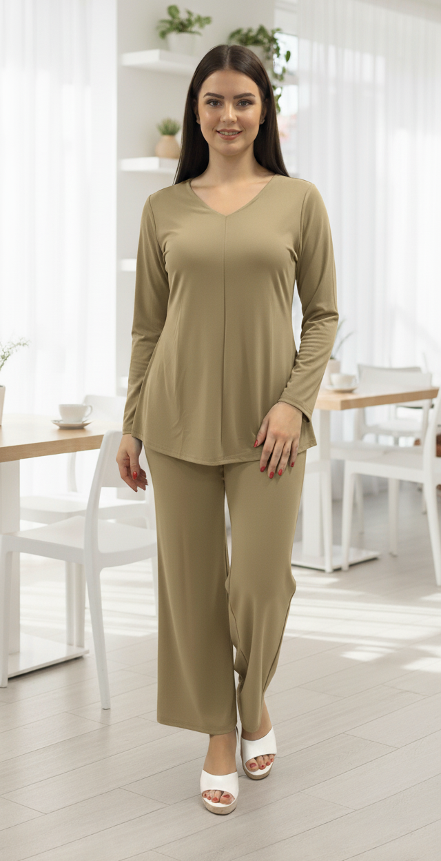 Imported Lycra V Neck Coord Set For Women