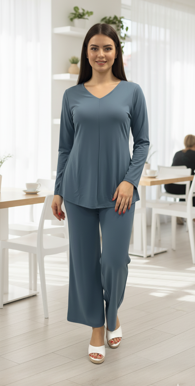 Imported Lycra V Neck Coord Set For Women