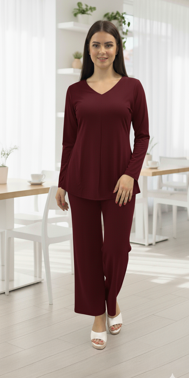 Imported Lycra V Neck Coord Set For Women