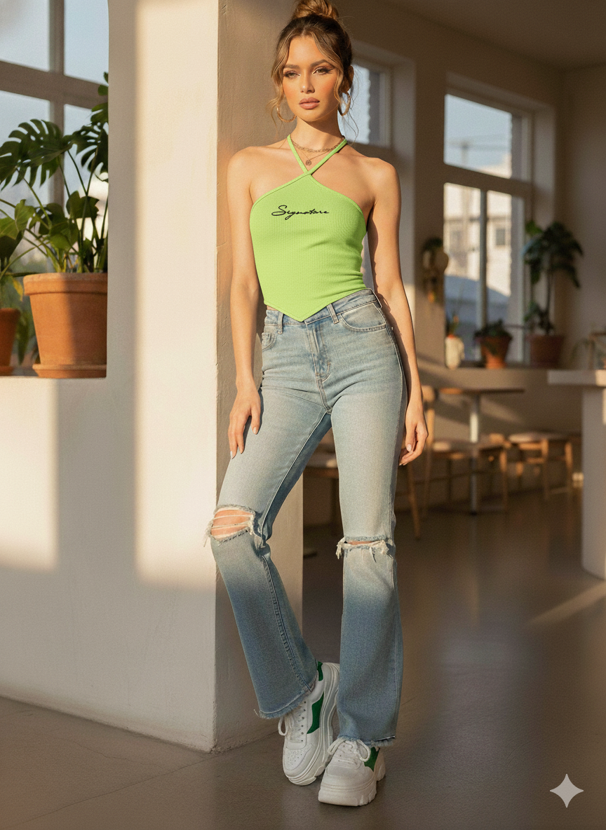 ORGANIC COTTON HALTER NECK TOP