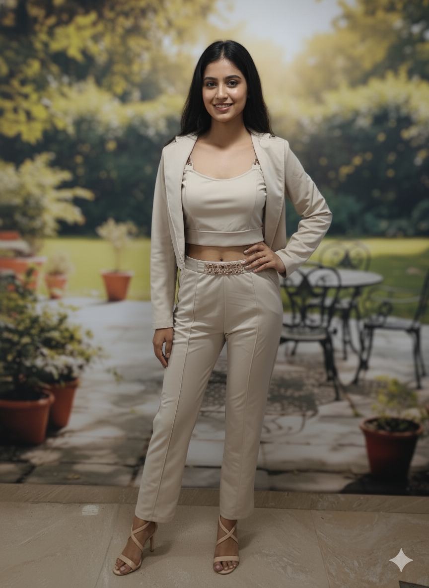 Korean Bland Attractive 3 Pec Coord Set For Girl