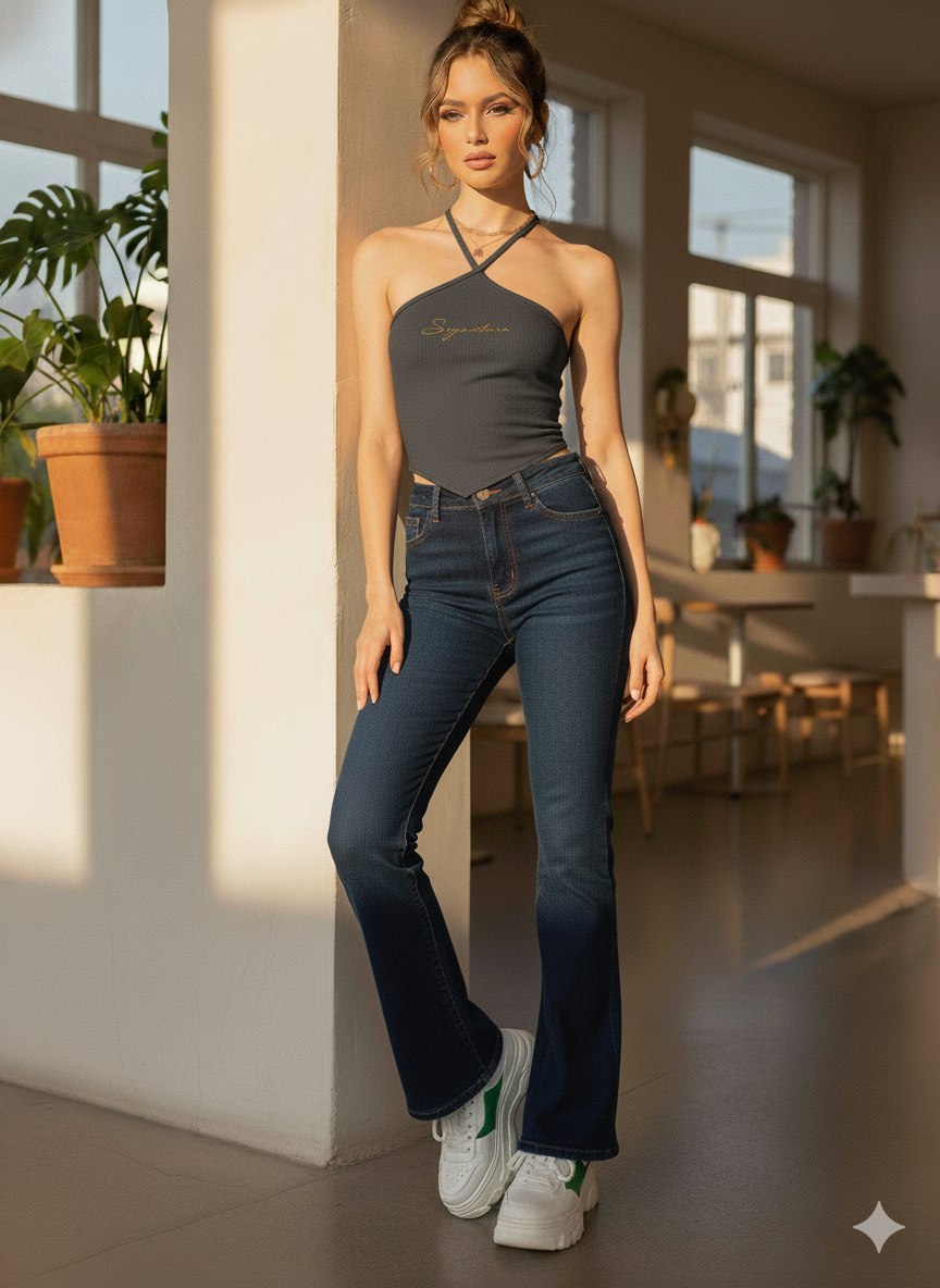 ORGANIC COTTON HALTER NECK TOP