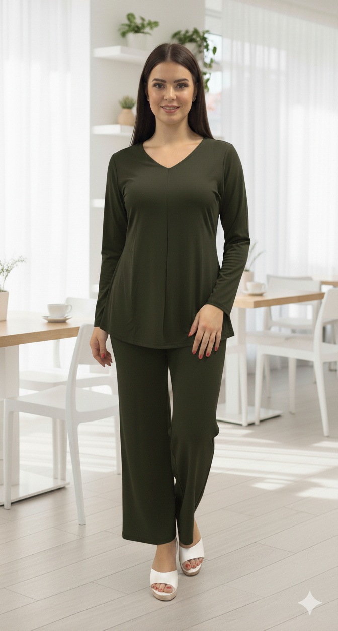 Imported Lycra V Neck Coord Set For Women