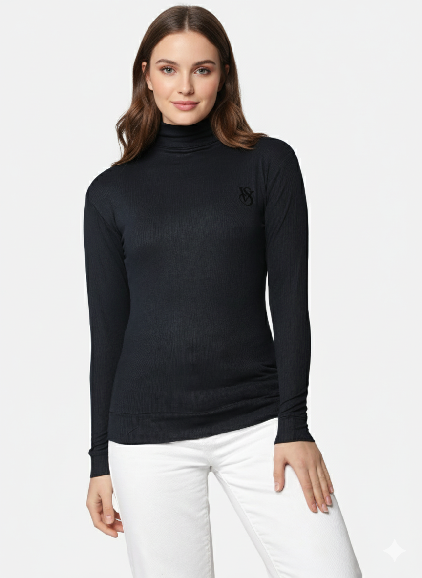 ATTRECTIVE HIGH NECK LONG SLEEV  CROP TOP