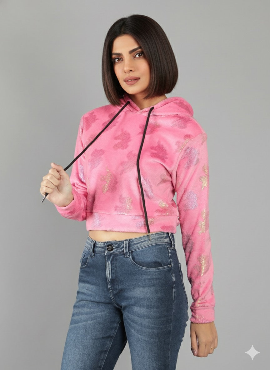 Velvet Crop Hoodie for girl