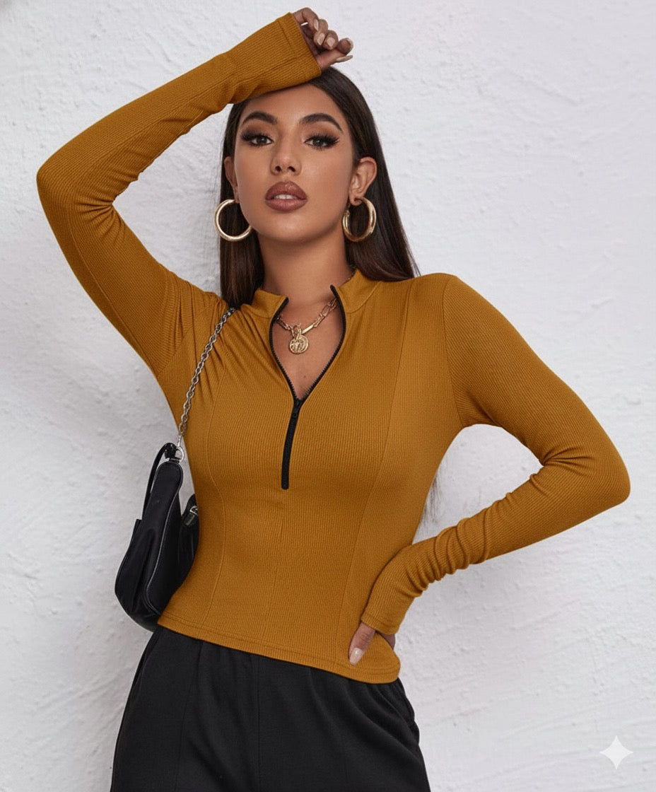 ORGANIC RIB LONG SLEEVE TOP