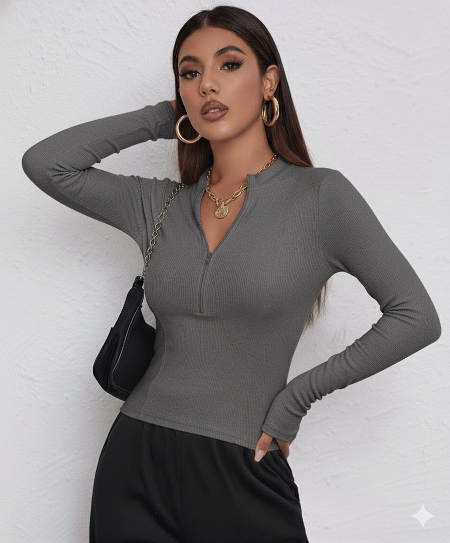 ORGANIC RIB LONG SLEEVE TOP