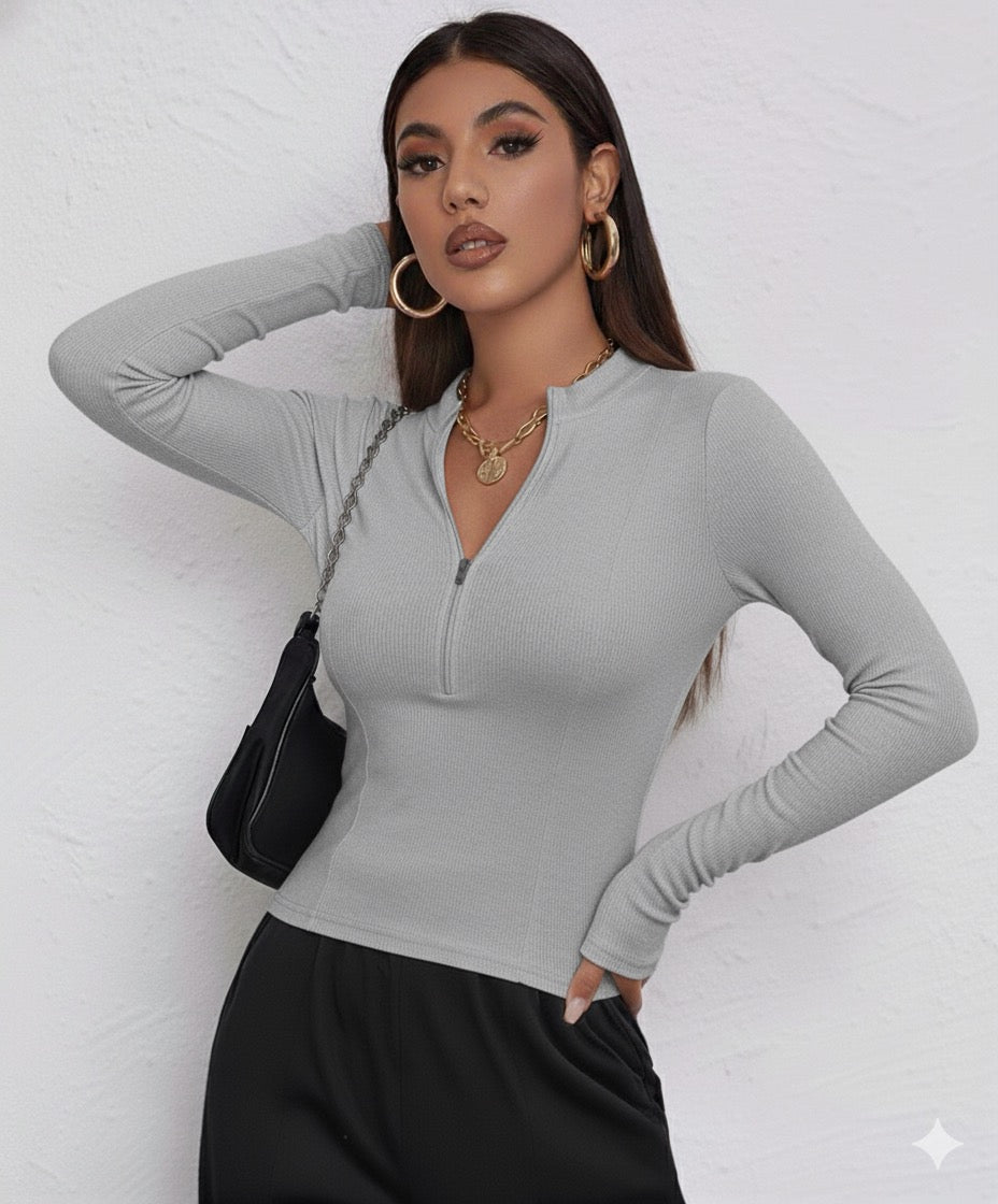 ORGANIC RIB LONG SLEEVE TOP