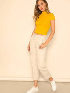 SHORT SLEEVE HIGH NECK T-SHIRT