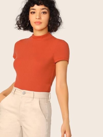 SHORT SLEEVE HIGH NECK T-SHIRT