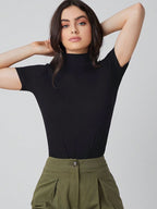 SHORT SLEEVE HIGH NECK T-SHIRT