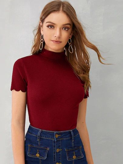 SHORT SLEEVE HIGH NECK T-SHIRT