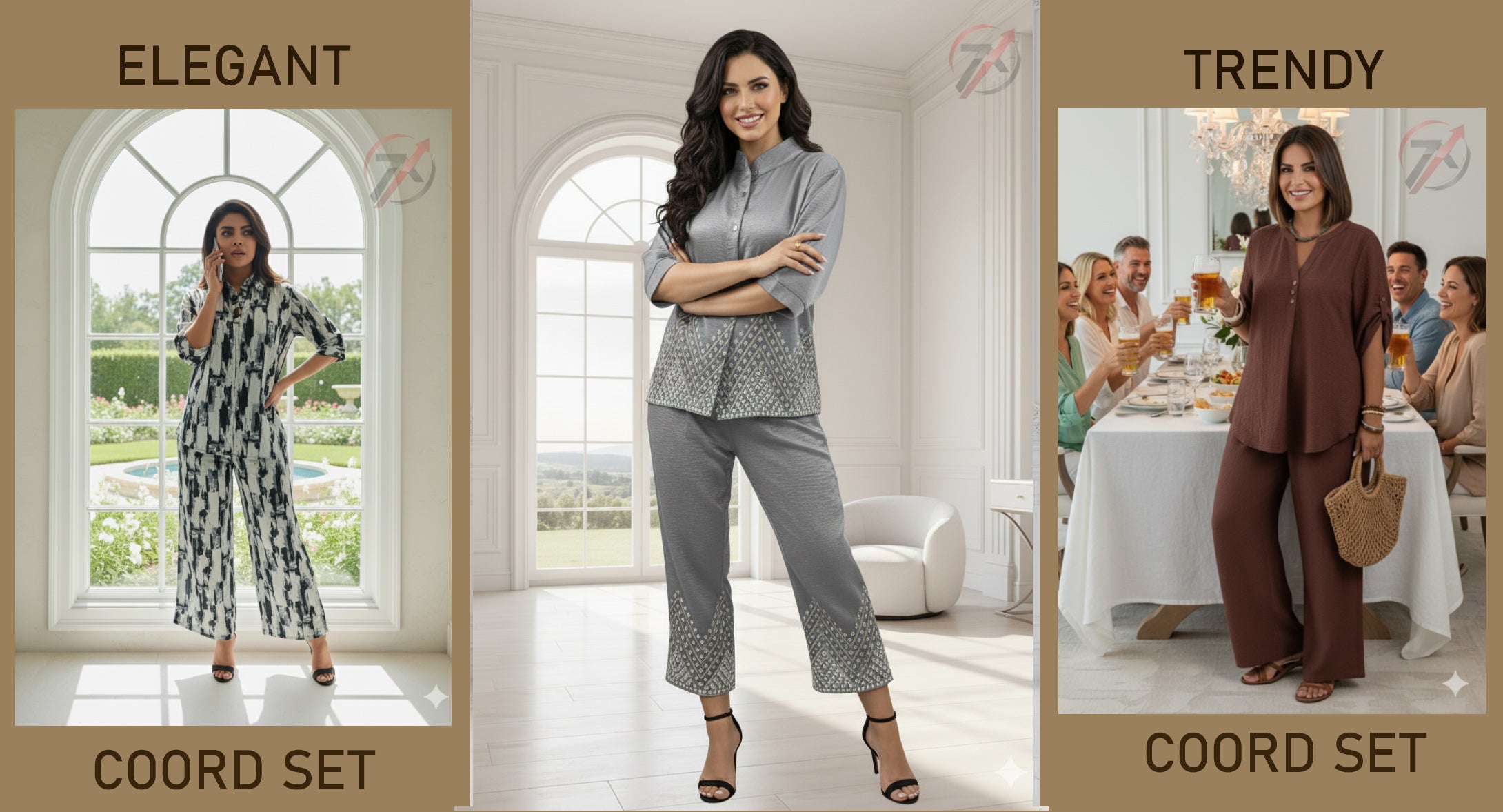 ELEGANT COORD SET FOR WOMEN APPLYED ANYTIME ANYWEAR COMBO (PACK OF 3)